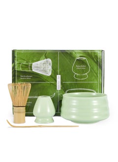 Arabest Matcha Set - Matcha Whisk (Chasen), Traditional Scoop (Chashaku), Whisk Holder, Matcha Bowl - The Perfect Bamboo Matcha Kit to Prepare a Traditional Cup of Japanese Matcha Tea (Green)  - Image 1