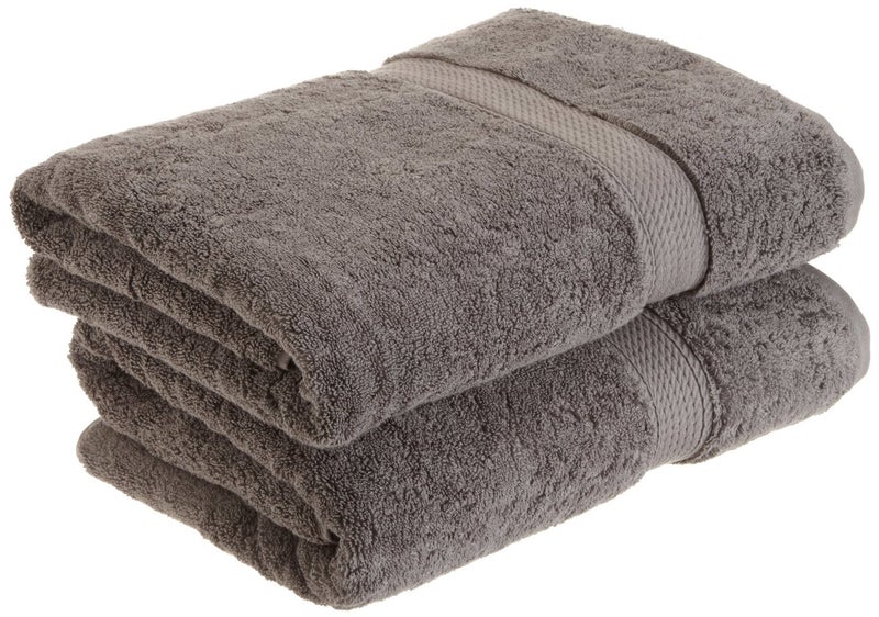 Superior Egyptian Cotton Pile Bath Towel Set of 2  Ultra Soft Luxury Towels  Thick Plush Essentials  Absorbent Heavyweight  Guest Bath  Hotel  Spa  Home Bathroom  Shower Basics  Charcoal - Image 1
