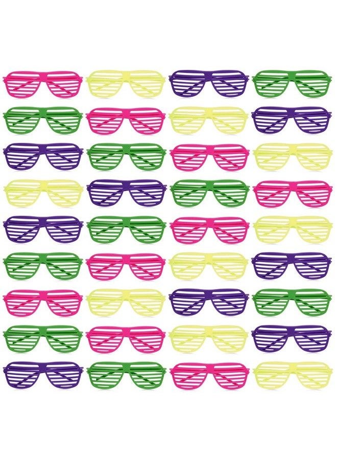 Blue Panda 36 Pack Shutter Shades 80S Retro Style Party Sunglasses For Props Decorations Costumes (4 Colors)  - Image 1