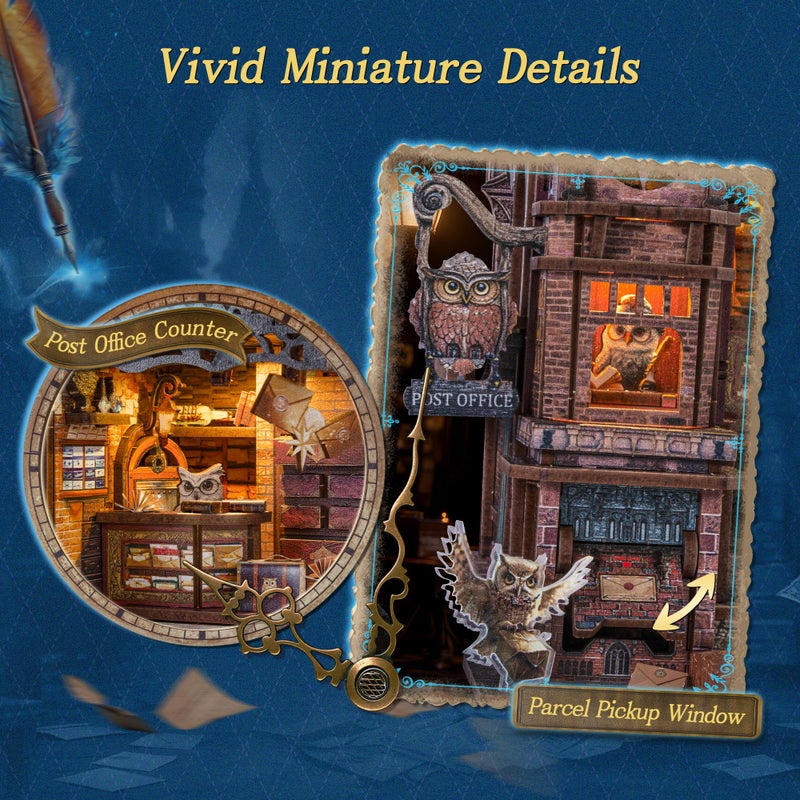 FUNPOLA LED 3D Wood Puzzle Owl Post Office, Dynamic Model with Mechanical Gears, DIY Miniature Kit with Music and LED Lights, Home DÃ©cor Gift for Adults and Teens - Image 3