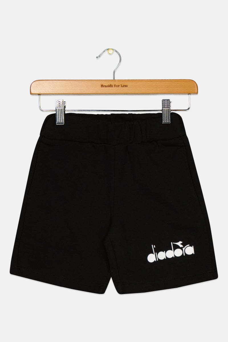 DIADORA Toddler Boy Brand Logo Basic Shorts, Black/White - Image 1
