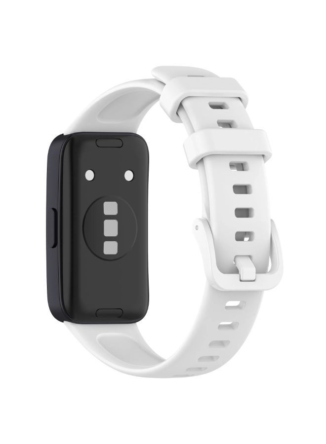 Fashion Soft Silicone WatchBand For Huawei Band 8/9/10 Smartwatch Wristband  Strap Sport belt Bracelet (White) - Image 2