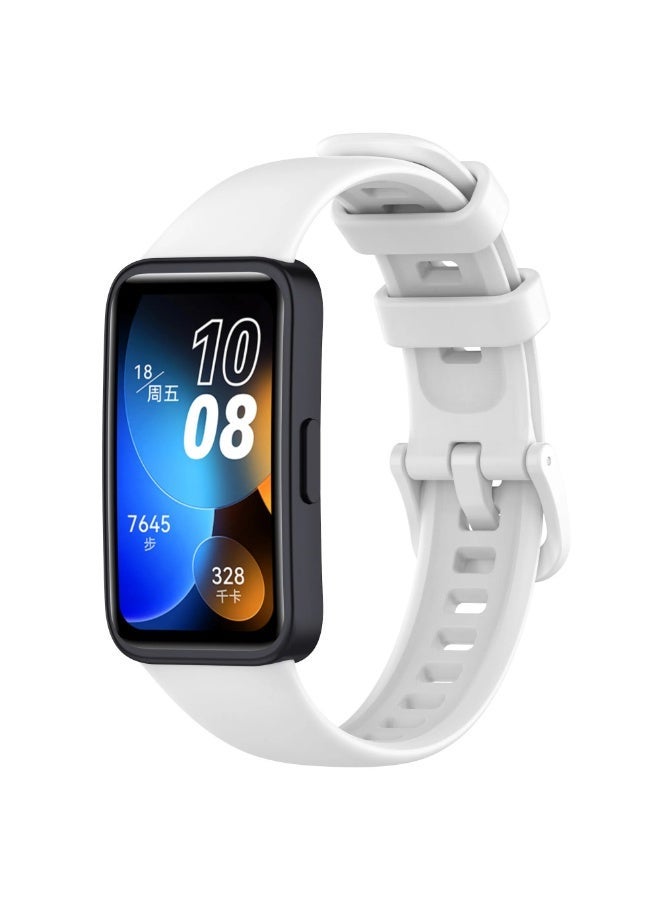 Fashion Soft Silicone WatchBand For Huawei Band 8/9/10 Smartwatch Wristband  Strap Sport belt Bracelet (White) - Image 1