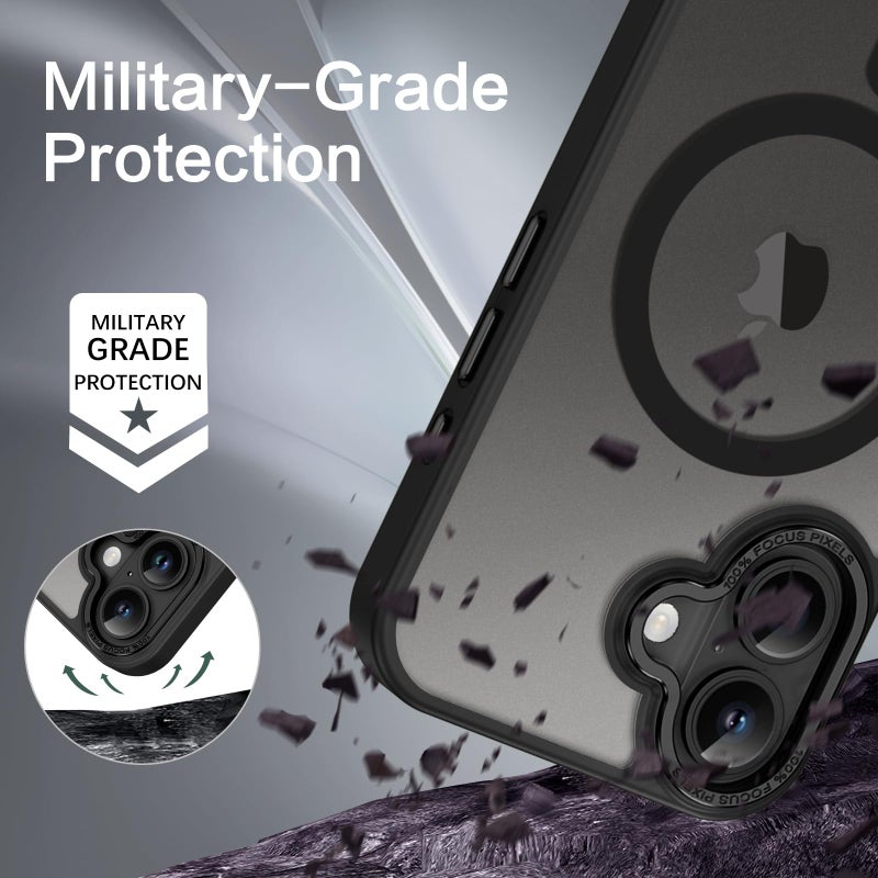 BENTOBEN Case for iPhone 16 with Mag-Safe Magnetic Case for iPhone 16 6.1 Inch Translucent Matt Anti-Fingerprint Mobile Phone Case Back Thin Shockproof Protective Case Black - Image 3