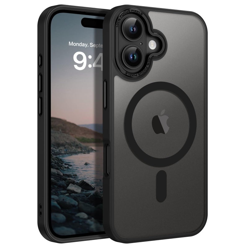 BENTOBEN Case for iPhone 16 with Mag-Safe Magnetic Case for iPhone 16 6.1 Inch Translucent Matt Anti-Fingerprint Mobile Phone Case Back Thin Shockproof Protective Case Black - Image 1