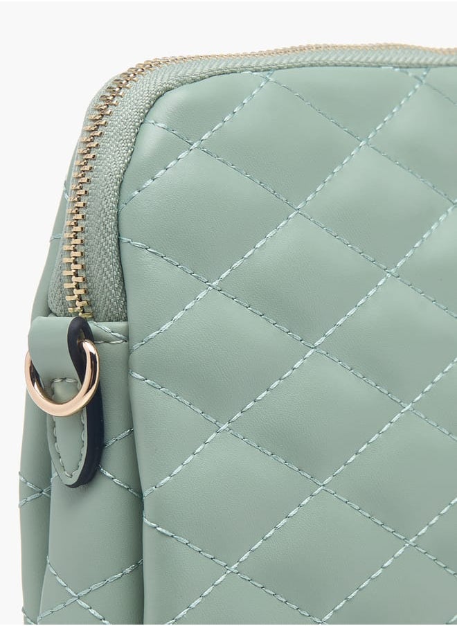 Celeste Women Quilted Crossbody Bag with Zip Closure and Detachable Strap  - Image 5