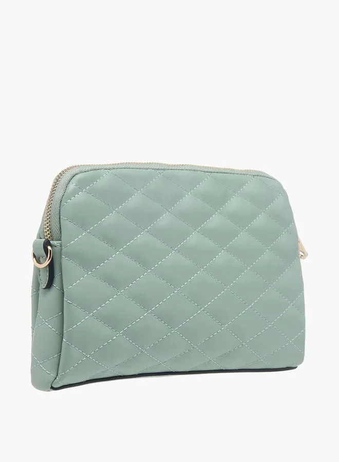 Celeste Women Quilted Crossbody Bag with Zip Closure and Detachable Strap