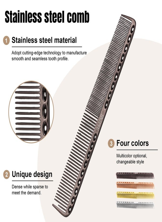 DNZPFU 2-Pack Colorful Stainless Steel Fine Tooth Combs, Salon-Grade Hair Styling Tool for Men And Women (Gold) - Image 3