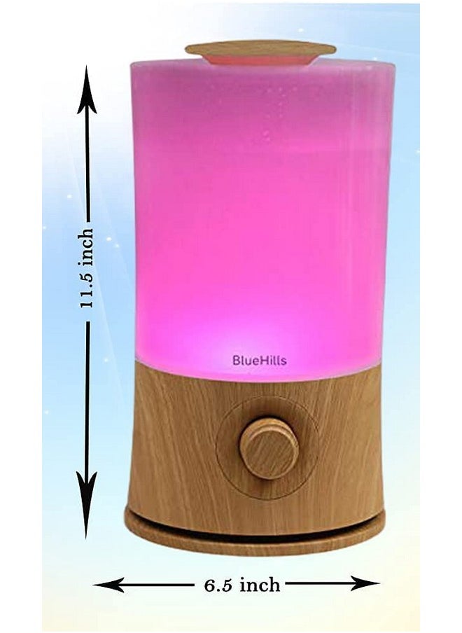 BlueHills - Premium 2000 Ml Xl Large Essential Oil Diffuser Aromatherapy Humidifier For Large Room Home 40 Hour Run Huge Coverage Area 2 Liter Extra Large Capacity Huge Diffuser Wood Grain E005 - Image 1