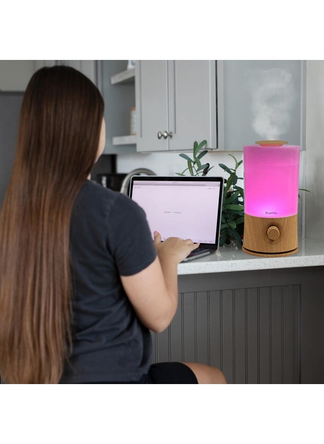 BlueHills - Premium 2000 Ml Xl Large Essential Oil Diffuser Aromatherapy Humidifier For Large Room Home 40 Hour Run Huge Coverage Area 2 Liter Extra Large Capacity Huge Diffuser Wood Grain E005 - Image 1