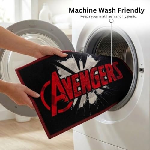 Athom Living Marvel Avenger Red Text Printed Black and Red Colour Kids Nylon Bathmat, with Latex Backing, Anti-Skid Bathmat, 37 x 57 cm, Pack of 1 - Image 5