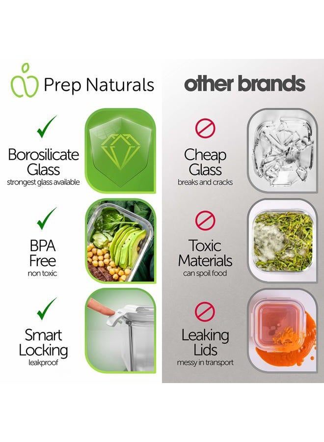 Prep Naturals Glass Food Storage Containers [5 x 1000 ml] - Hermetic Glass Storage Box with Lids - Food Storage Box Suitable for Dishwasher Freezer Microwave - Image 4