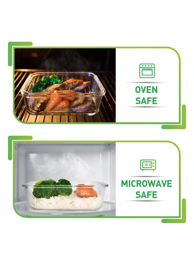 Prep Naturals Glass Food Storage Containers [5 x 1000 ml] - Hermetic Glass Storage Box with Lids - Food Storage Box Suitable for Dishwasher Freezer Microwave - Image 3