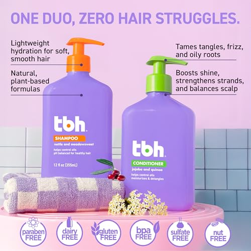 TBH Kids & Teen Shampoo and Conditioner Set – Sulfate & Paraben Free, Lightweight & Hydrating Hair Care for All Hair Types – 2-Pack, 12 oz Each - Image 4