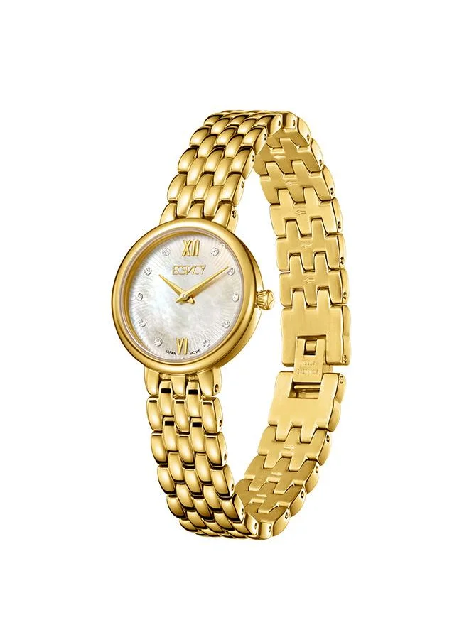ECSTACY Ecstacy E23510-GBGMC Women's Analog Display Watch & Stainless Steel Strap Gold
