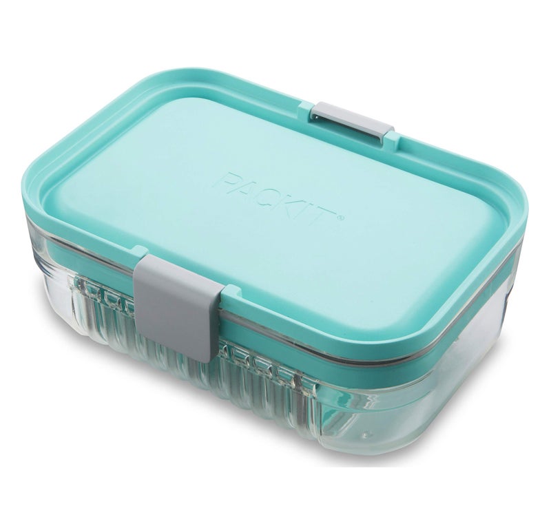 PackIt Mod Lunch Bento Food Storage Container, Mint Green, Shatterproof Crystal Clear Base, with Leak-resistant Dividers and Lid, Microwavable, Dishwasher Safe, Perfect for Meal Prep - Image 2
