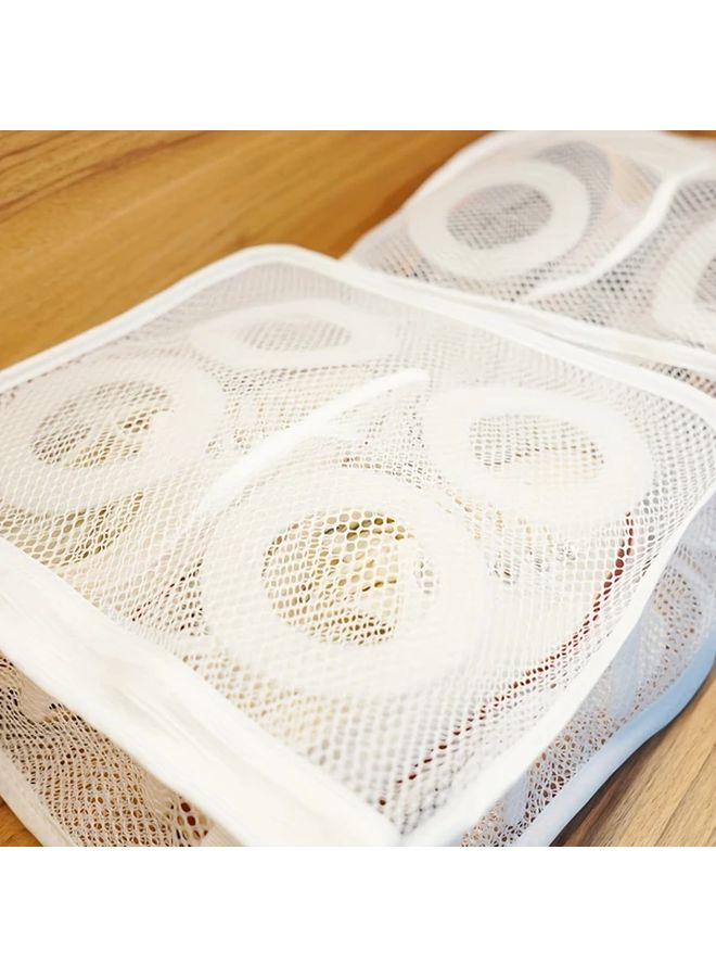 كيس غسيل شبكي أبيض للأحذية وحمالات الصدر والملابس الداخلية بسحاب مضاد للتشوه والتجفيف - Image 1