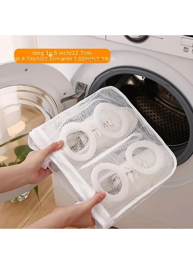 كيس غسيل شبكي أبيض للأحذية وحمالات الصدر والملابس الداخلية بسحاب مضاد للتشوه والتجفيف - Image 2