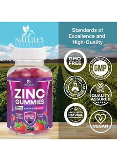 Nature's Nutrition Zinc Gummies 50mg - Extra Strength Bone Skin & Immune Health Support Gummy & Antioxidant Chewable Supplement for Adults - Non-GMO, Vegan & Gluten Free Zinc Vitamin, Mixed Berry Flavor - 60 Gummies  - Image 4