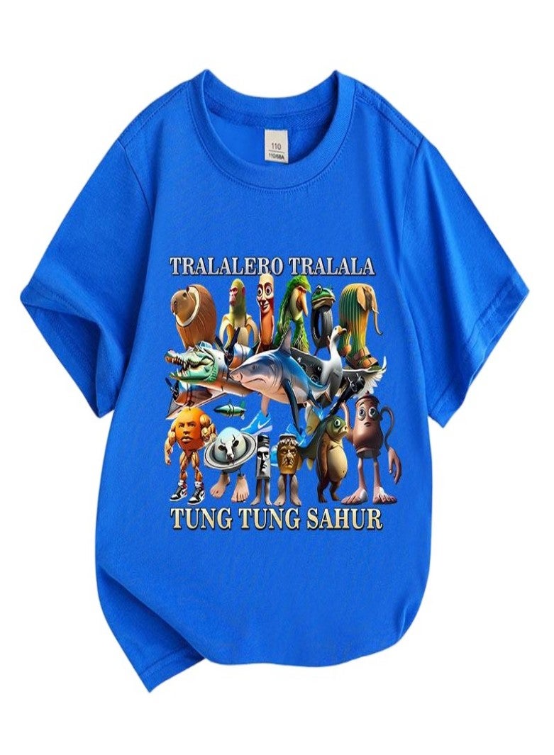 tung tung tung Unisex Short Sleeve Stylish Top TShirt cotton Tee for Boys Girls Kid Children - Image 1