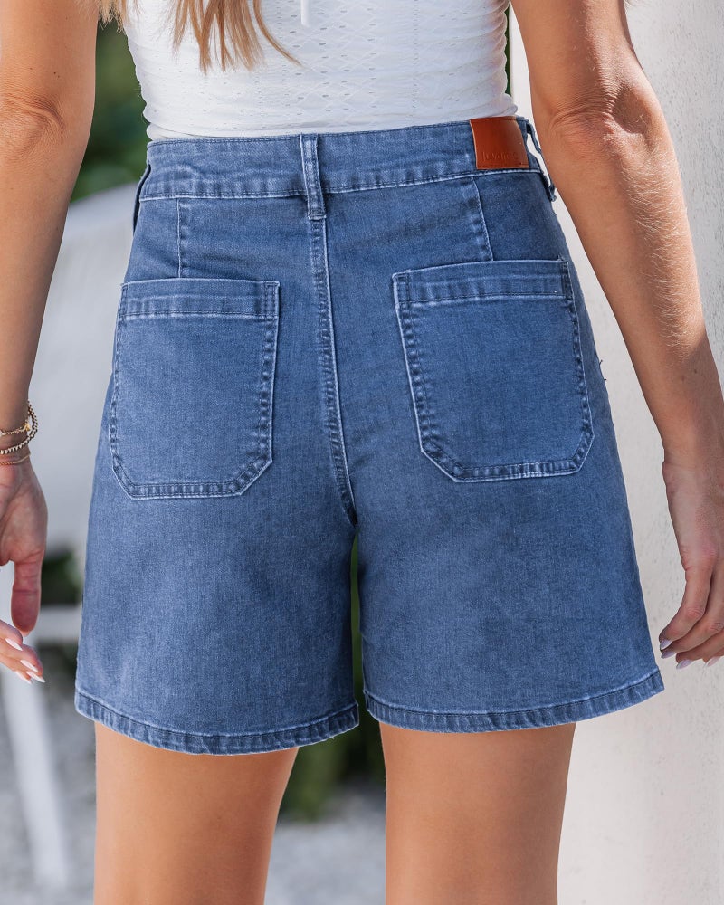 luvamia Beach Vacation Clothes for Women Womens Jorts Women's Jean Shorts Stretchy Denim Shorts for Women Medium Blue Size Large Fits US 12-14 - Image 2