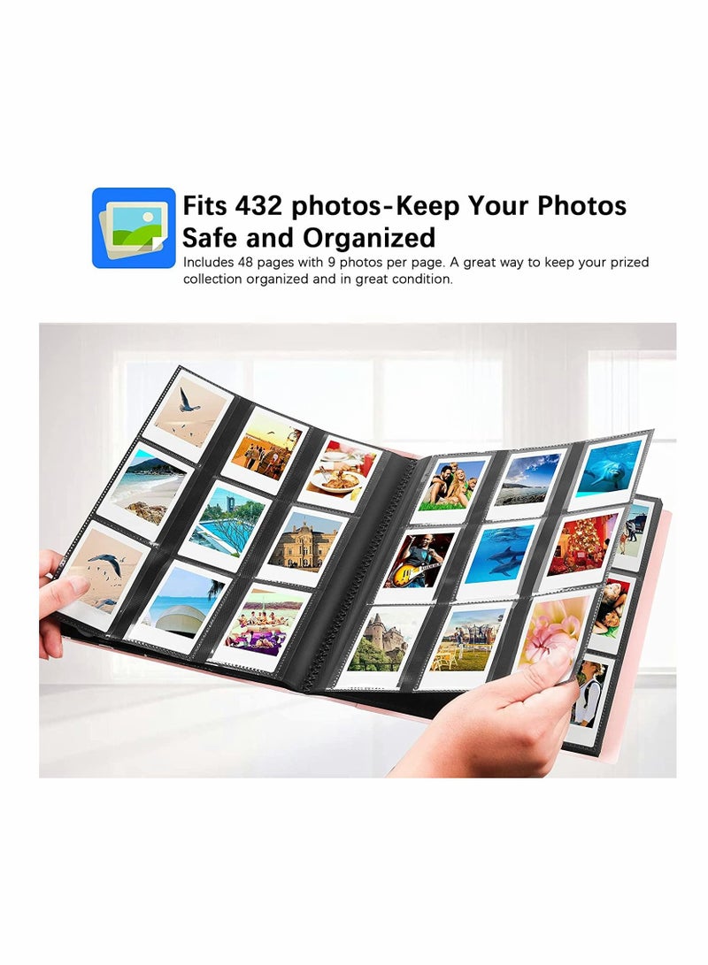 SYOSI 432 Pockets Photo Album for Fujifilm Instax Mini Camera, for Polaroid Camera, for Fujifilm Instax Mini 11 90 70 9 8+ 8 LiPlay Instant Camera, for Polaroid Snap SnapTouch PIC-300 Z2300 Camera (Pink) - Image 3