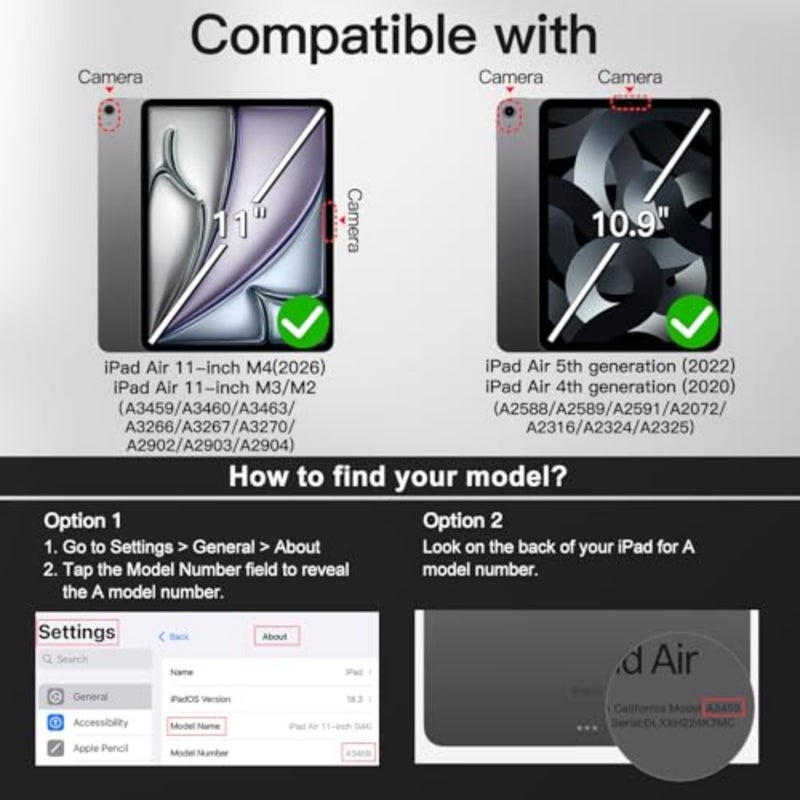 Magnetic Detachable Case for iPad Air 11 M2-M4 Air 5/4, Starlight color, premium PU leather, rotating stand with pencil holder and raised screen protection - Image 2