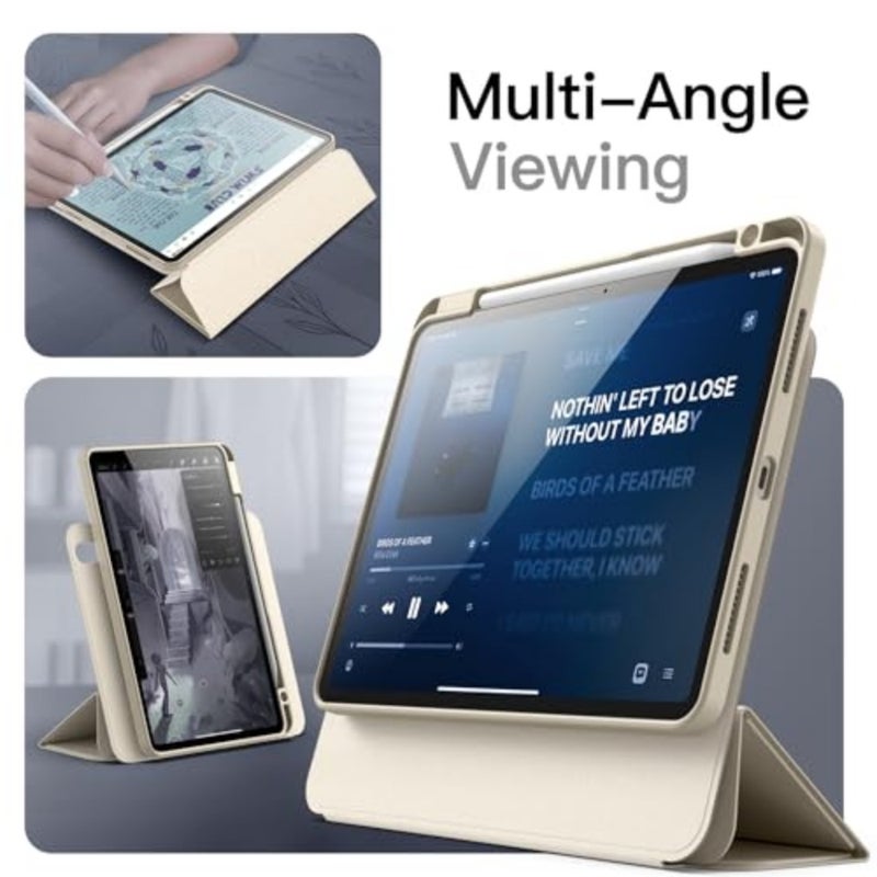 Magnetic Detachable Case for iPad Air 11 M2-M4 Air 5/4, Starlight color, premium PU leather, rotating stand with pencil holder and raised screen protection - Image 3