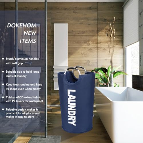 DOKEHOM 125L X-Large Collapsible Washing Laundry Basket Bag (7 Colors) for Bedroom, Fabric (Dark Blue, XL) - Image 2