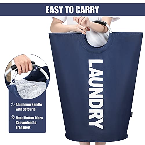 DOKEHOM 125L X-Large Collapsible Washing Laundry Basket Bag (7 Colors) for Bedroom, Fabric (Dark Blue, XL) - Image 4