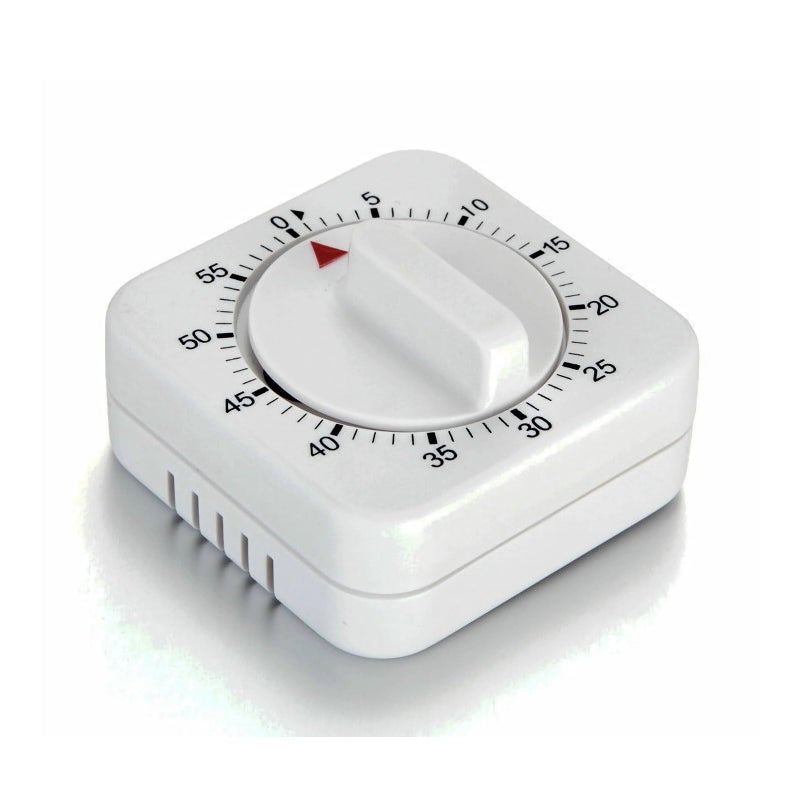 Square 60 Minute Mechanical Kitchen Timer  Visual Kitchen Cooking Timer Clock with Loud Alarm  No Batteries RequiredManual Countdown Timer for Classroom Home Study and Cooking White
