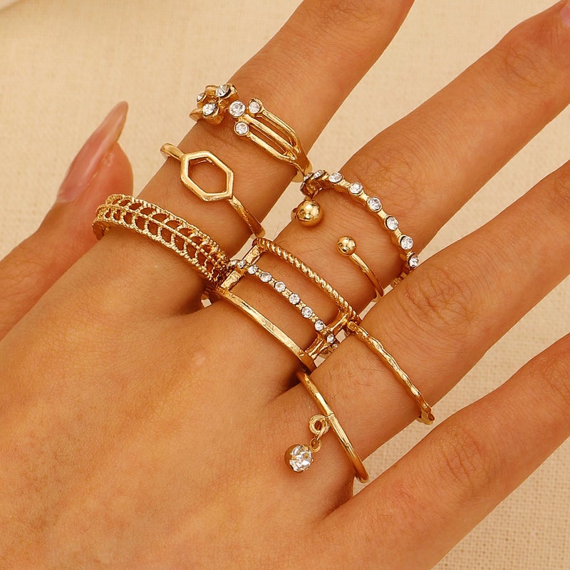 ofeankri 22-Piece European and American Style Open-Style Multi-Joint Ring Set - Unique Retro Design for Women - Image 3