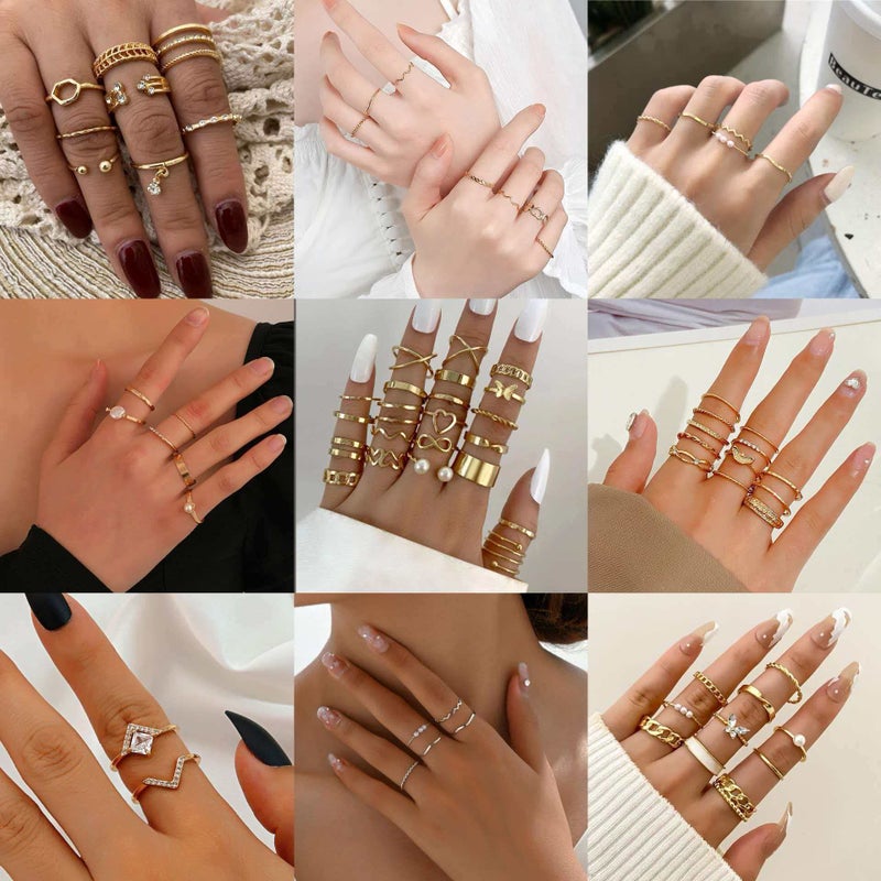ofeankri 22-Piece European and American Style Open-Style Multi-Joint Ring Set - Unique Retro Design for Women - Image 1