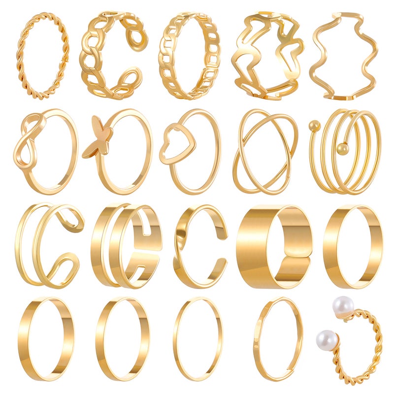 ofeankri 22-Piece European and American Style Open-Style Multi-Joint Ring Set - Unique Retro Design for Women - Image 5