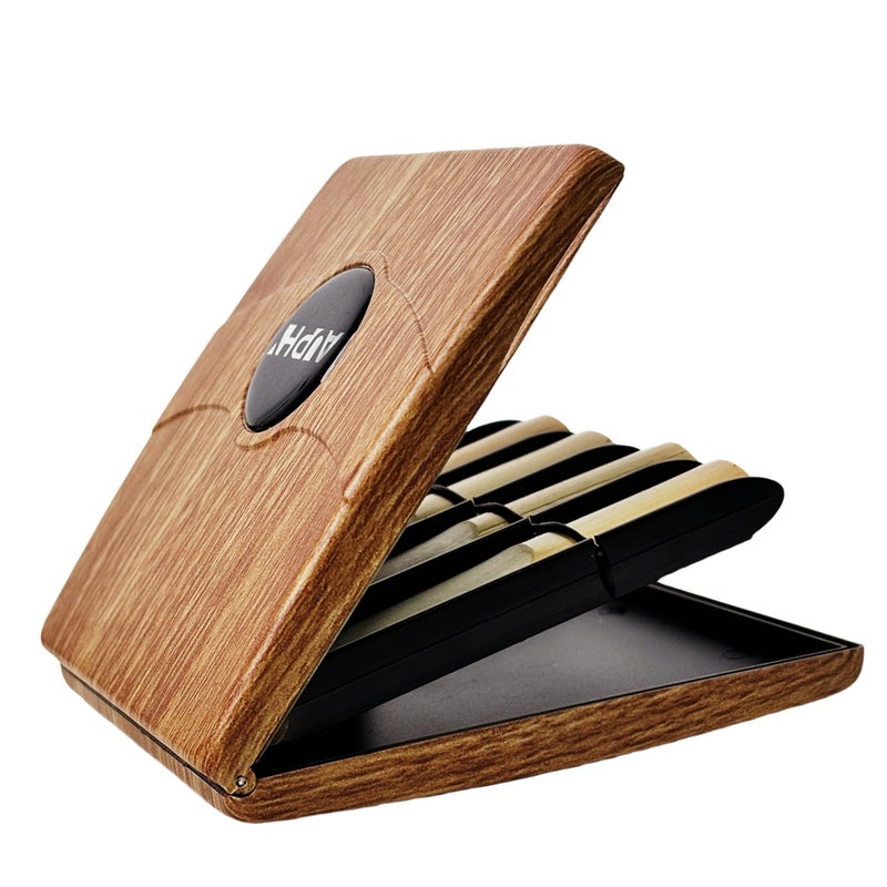 AUPHY Reeds Case for Clarinet Reeds Saxophone Reeds,Holds 8 Pieces for Multi-Instrument Reed,Wood Grainï¼ŒPC Material - Image 1