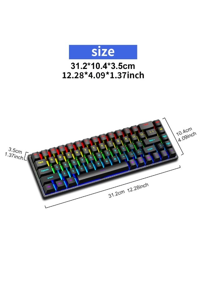 K68 Wired Mechanical Gaming Keyboard with 10 backlight modesRGB lighting effect  Keyboard for Win/Mac/PC(1pc, Black, Axis Body Type (Blue Switch)