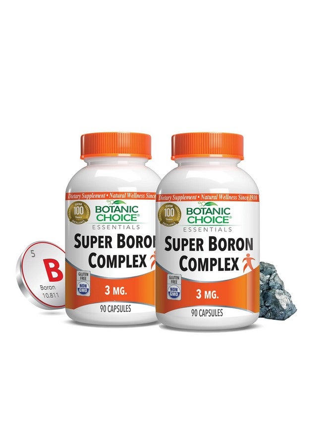 Botanic Choice Super Boron Complex (3mg) - Promotes Bone & Prostate Health by Metabolizing Calcium & Magnesium - 3 Forms of Boron for Men & Women - 2 Pack - Image 1