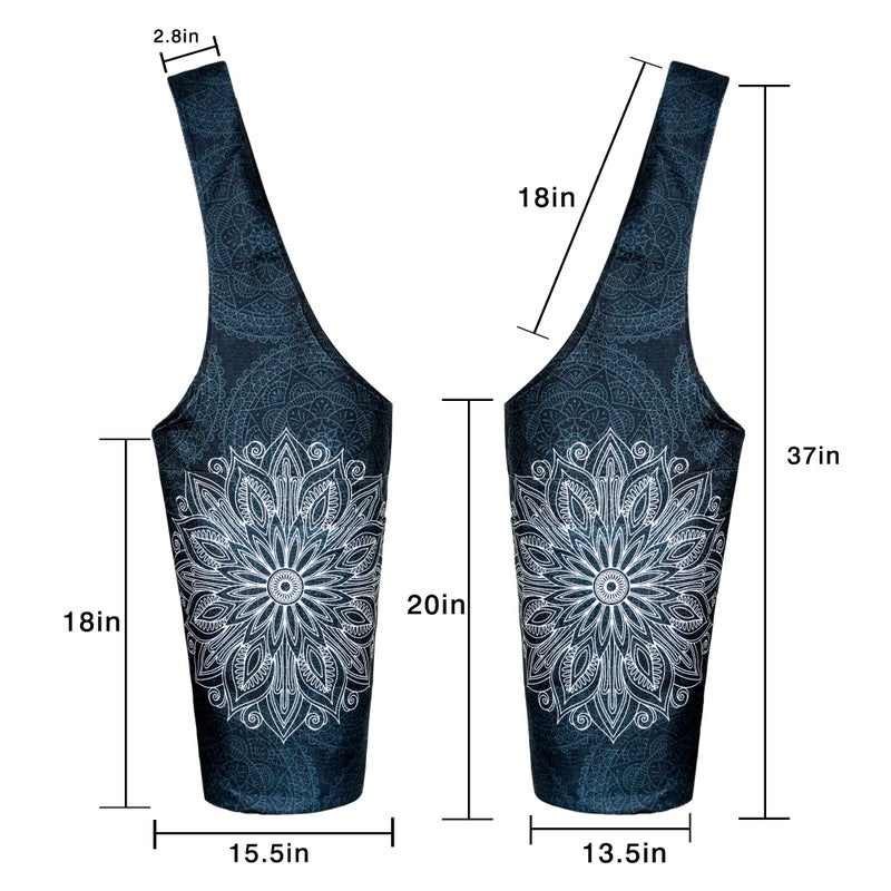BagYG Yoga Mat Bag - Long Tote with Pockets - Holds More Yoga Accessories Carrier- Bag Fit Most Size Mats - Mandala Black - Image 4