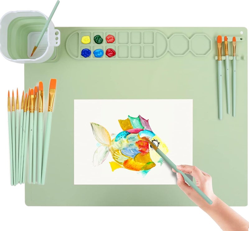 Fitous General purpose premium build Silicone Painting Mat - 20"x16" Non-Stick Sheet for Resin Casting, Art, Handmade, DIY Creations - Green Daily wear upgraded resistant material - Image 1