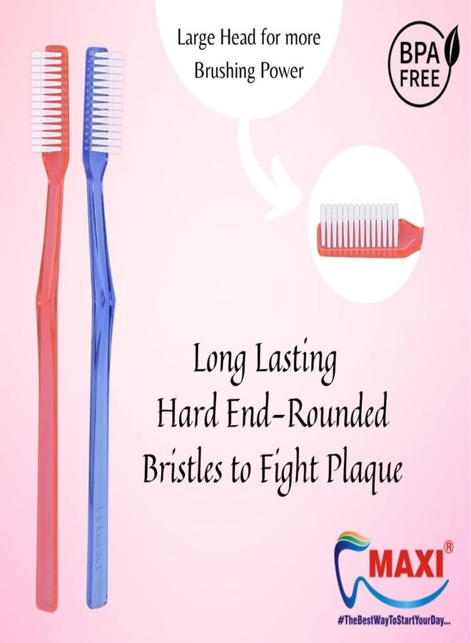 MAXI Supreme Hard Bristle Toothbrush for Adults Pack of 12 | Deep Cleaning, Plaque & Stain Removal | Durable Firm Bristles | Comfortable Grip Handle | Multicolour - Image 2