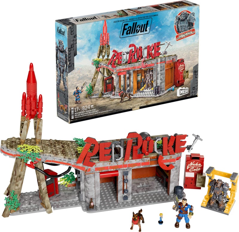 Mega Brands MEGA Fallout Action Figures Building Toys, Red Rocket Truck Stop with 824 Pieces, 2 Poseable Characters and Accessories, for Collectors - Image 1