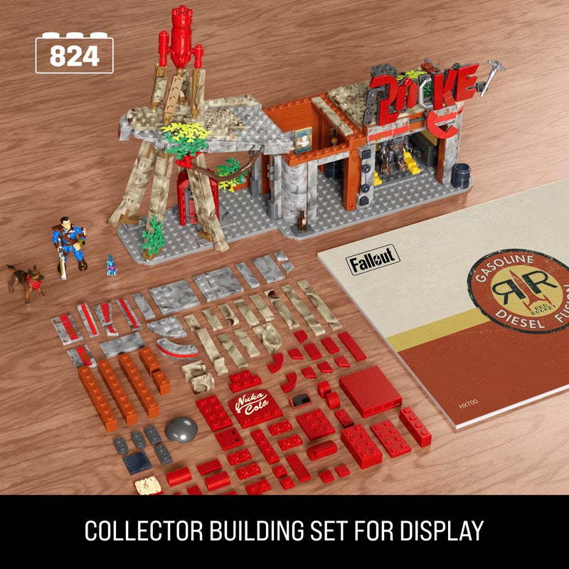Mega Brands MEGA Fallout Action Figures Building Toys, Red Rocket Truck Stop with 824 Pieces, 2 Poseable Characters and Accessories, for Collectors - Image 2