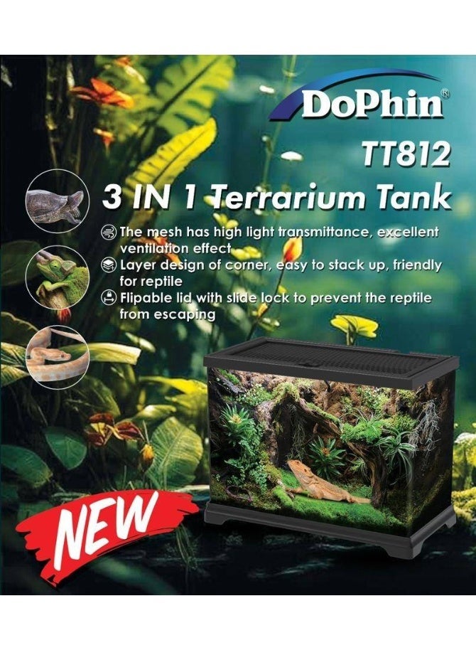 DoPhin Dolphin TT812- 3 in 1 Terrarium Tank, a habitat designed for reptiles, amphibians, or plants. - Image 1