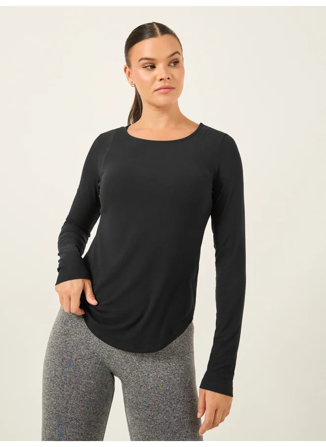 ستايلي Styli Active Pin Tuck Back Long Sleeve Top