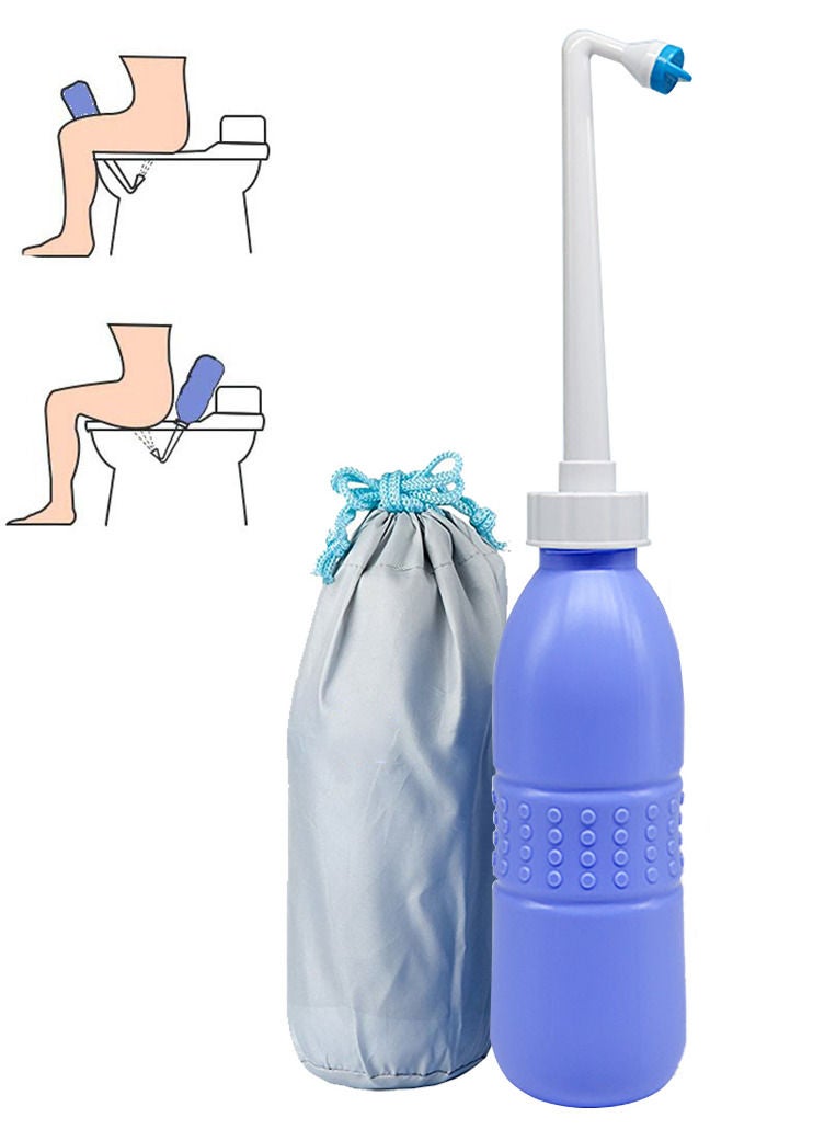 650ml Portable Bidet Sprayer Travel Bidet Bottle with Retractable Nozzle and Hand Held Bidet Bottle On-the-Go Travel Bag for Personal Hygiene Care Toilet Bidet Shower/Bathroom Bidet Spray (Blue) - Image 1