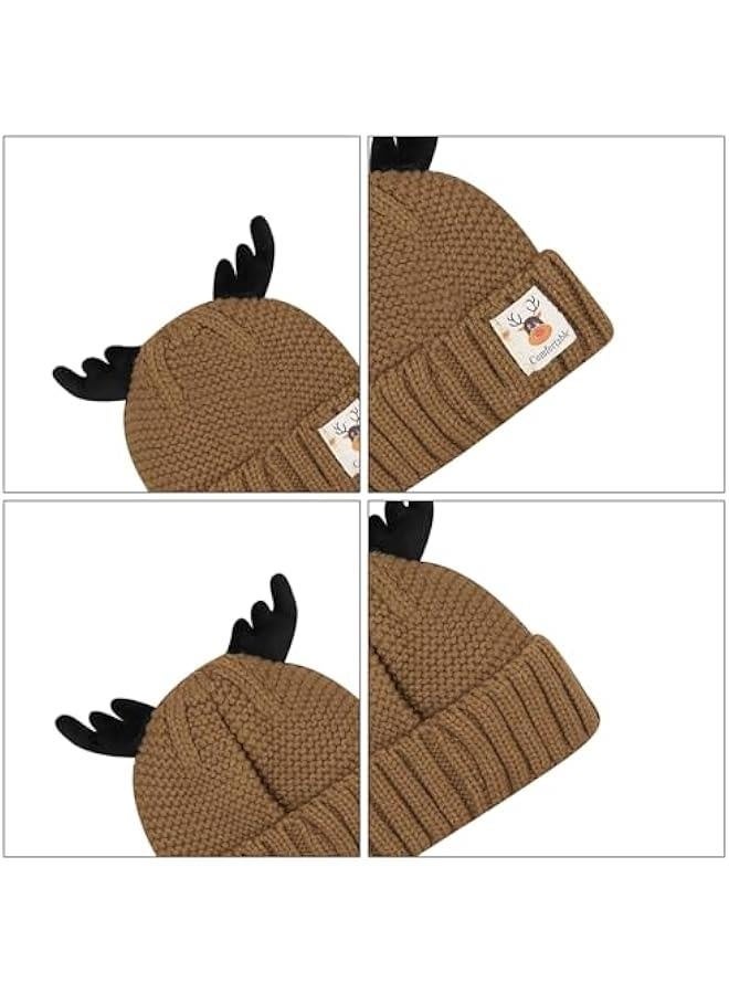 Cute Reindeer Moose Hat Winter Warm Knitted Beanie Cap  Antler Beanie Ski Skull Cap for Women Men - Image 4