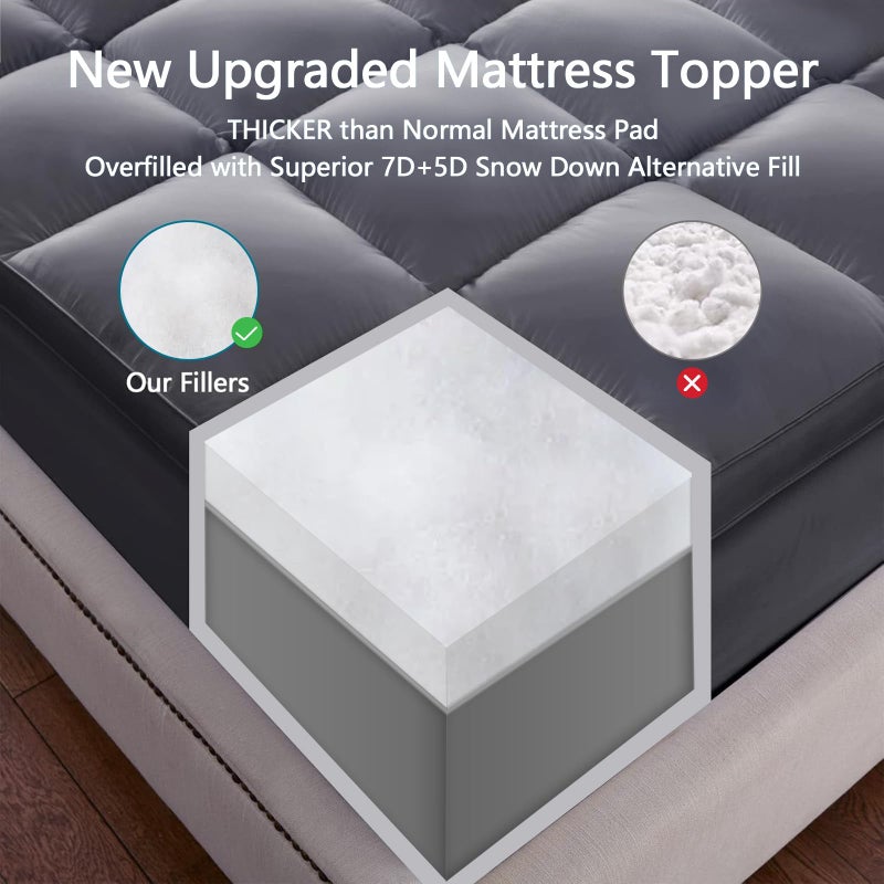 CHOKIT Queen Mattress Topper, Extra Thick Pillow Top Mattress Pad for Back Pain Relief, Cooling Bed Topper Mattress Cover with 8-21 Inch Deep Pocket - Image 5
