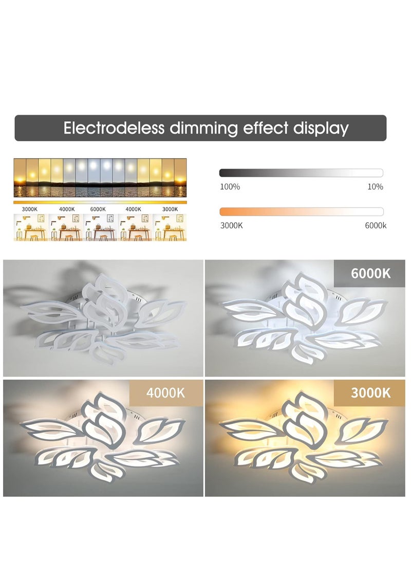 RATSAW Modern Dimmable LED Ceiling Light Acrylic Petals Ceiling Chandelier Lighting Fixture with Remote Control for Living Room Bedroom Dining Room  - Image 3