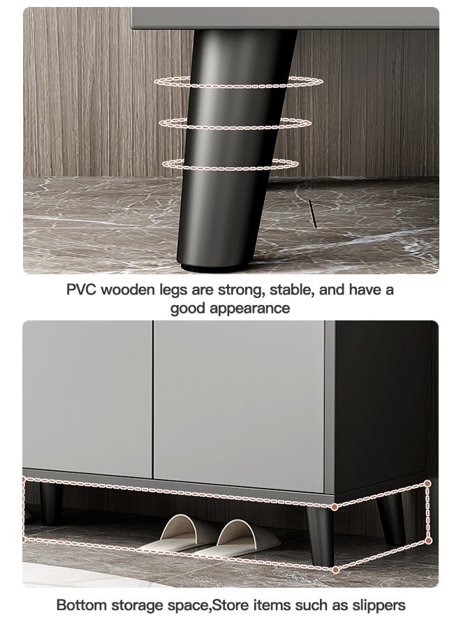 Sharpdo Shoe Cabinet Storage Shoe Rack Simple Storage Cabinet 119x30x48 cm Grey Wood  - Image 4