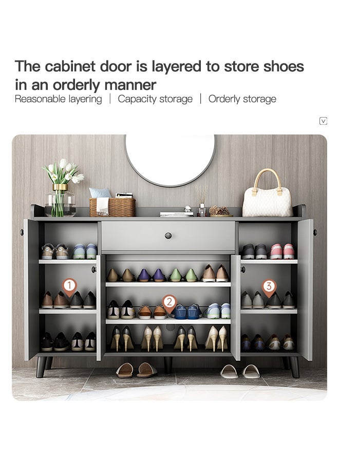 Sharpdo Shoe Cabinet Storage Shoe Rack Simple Storage Cabinet 119x30x48 cm Grey Wood  - Image 3